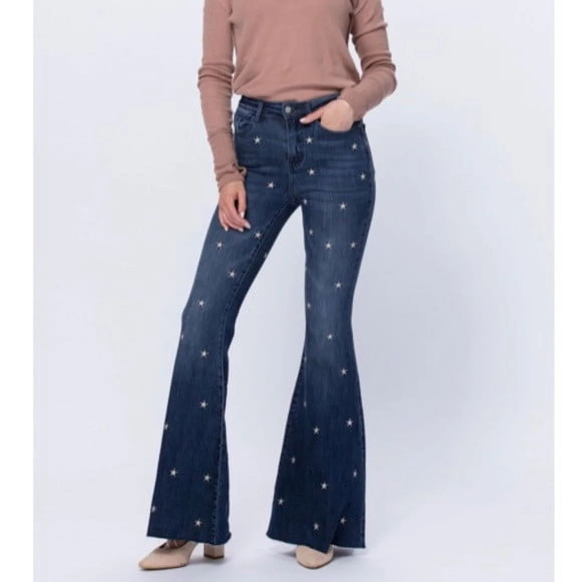 Judy Blue Star Embroidery Super Flare Hi Rise Jeans | Walmart (US)