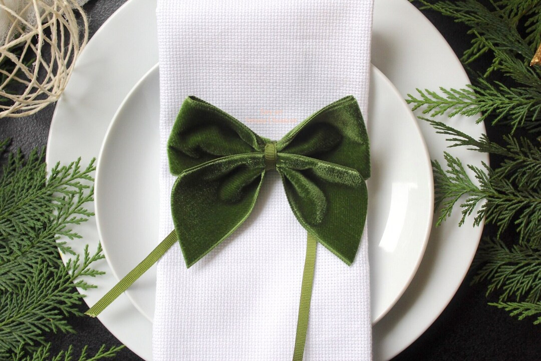 Velvet Bow Ties/christmas Towel Rounds/xmas Napkin Rings - Etsy | Etsy (US)