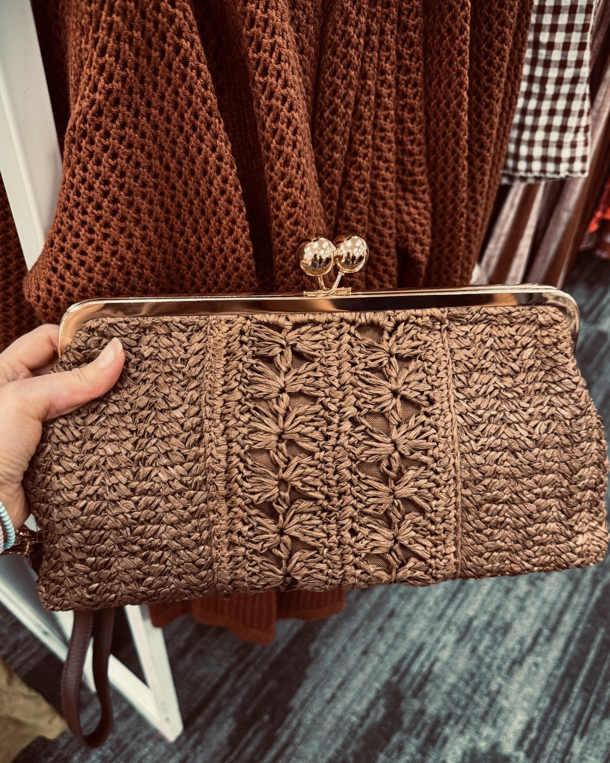 Straw Kiss Lock Clutch Bag from Target trending now. This summer bag is fun, affordable and lightweight. While it may be a bit larger than what I would consider a clutch, it also has a removable shoulder strap. I particularly love the clasp closure.

#LTKSeasonal #LTKmomlife #LTKWedding