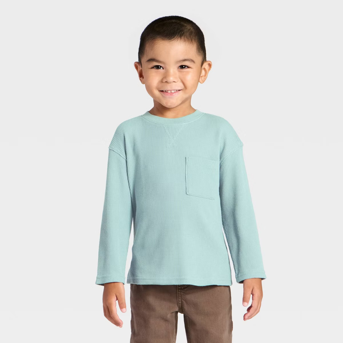 Toddler Boys' Long Sleeve Thermal Shirt - Cat & Jack™ Blue 12M | Target