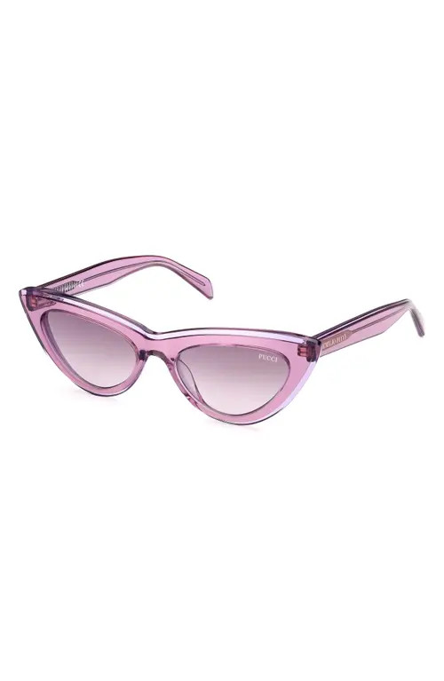 Emilio Pucci 53mm Cat Eye Sunglasses in Pink/Gradient Mirror Violet at Nordstrom | Nordstrom
