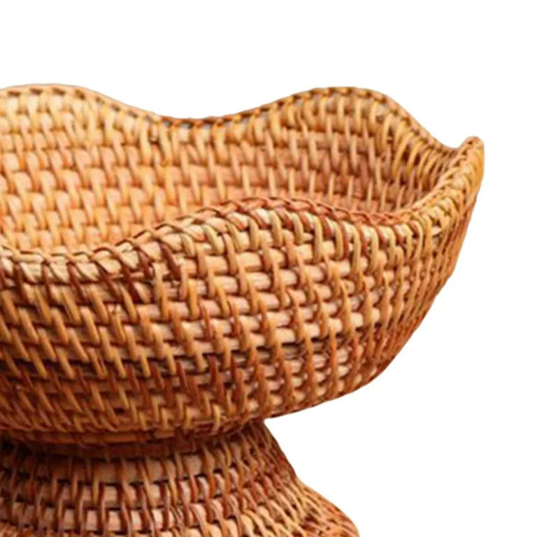 Woven Fruit Basket, Footed Fruit Basket, Table Centerpiece, Rattan Fruit Bowl, Food Snack Serving... | Walmart (US)