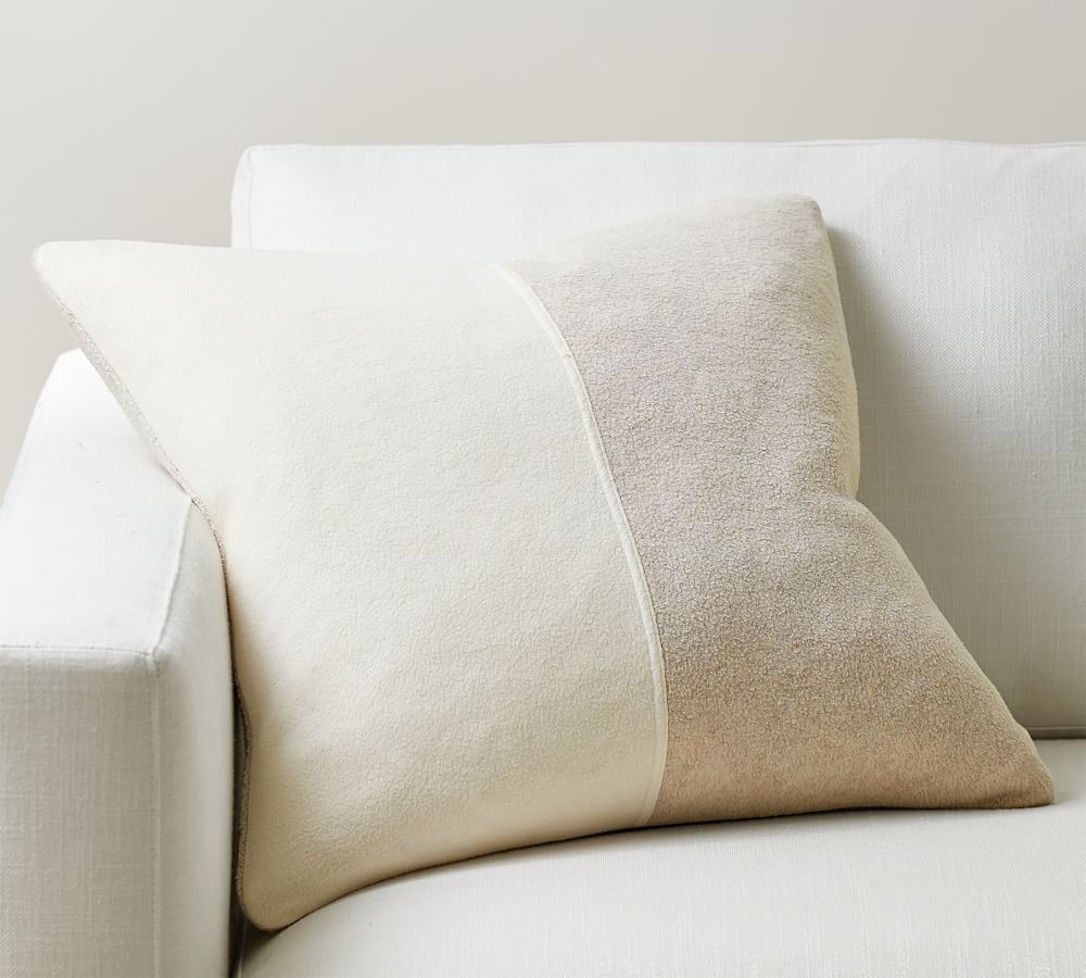 Cozy Fleece Colorblock Pillow Cover, 20&amp;quot; x 20&amp;quot;, Ivory/Oatmeal | Pottery Barn (US)