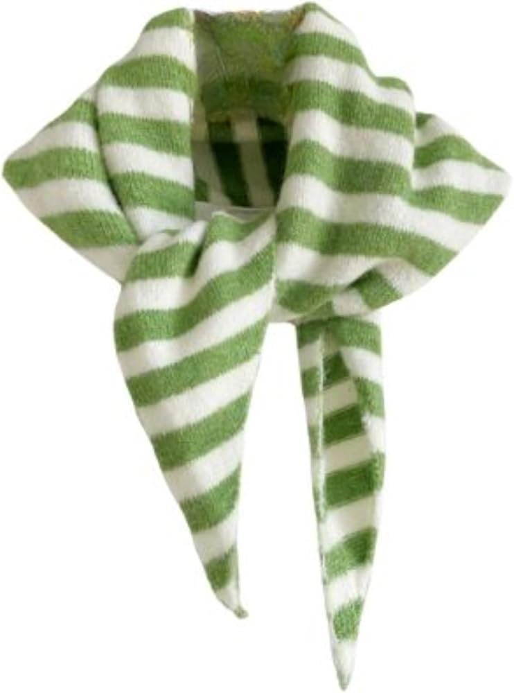 Knitted Triangle Scarf for Women Y2k Stripe Head Scarf Aesthetic Accessories Cottagecore Streetwe... | Amazon (US)