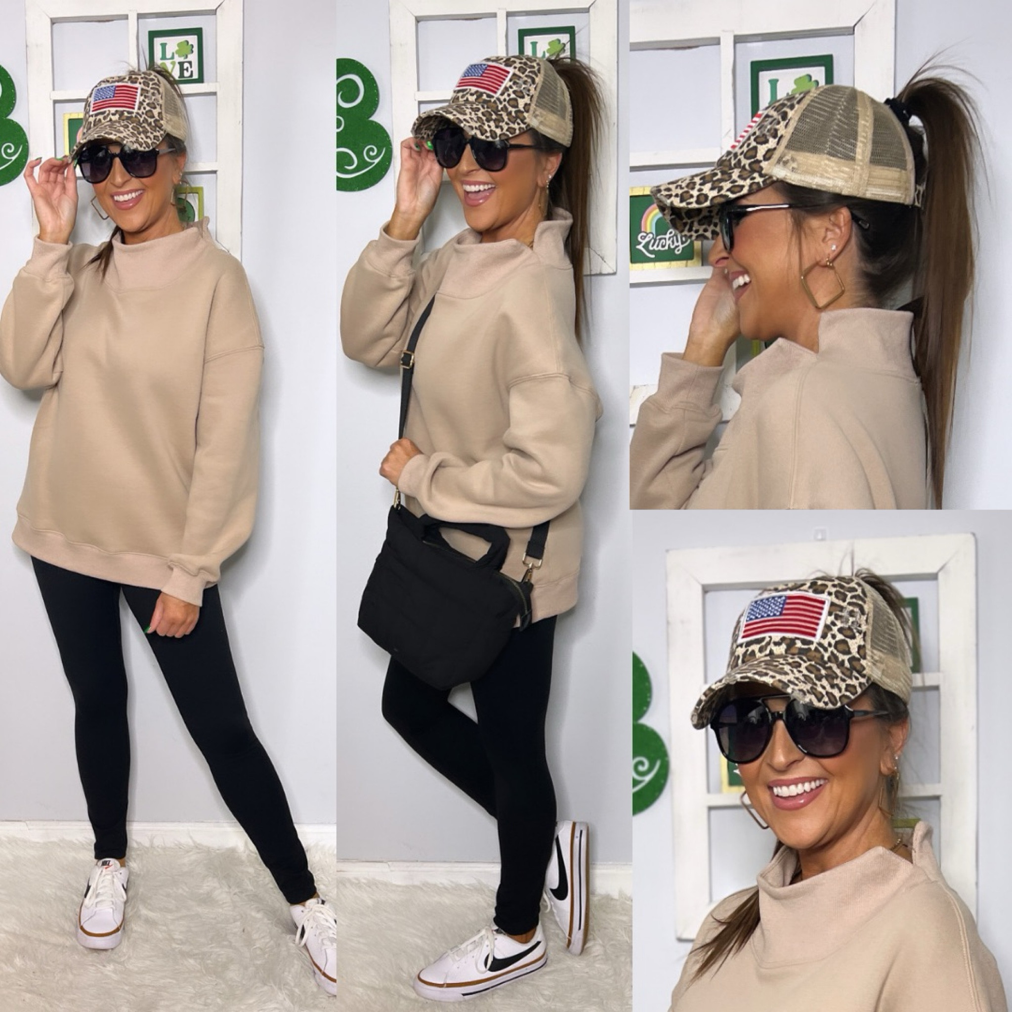 Elevated casual look 

Oversized sweatshirt has a notch in the collar - this color is “coffeegrey.” Wearing a small. Also wearing a small in the leggings. Hat has a large cut out in the back to allow for a messy bun or high ponytail. Purse is a lookalike of the popular Lululemon bag for a fraction of the cost. 

Casual outfit, casual fashion, Amazon fashion finds, Nike sneakers, athleisure outfit, loungewear, errands outfit, mom style, travel outfit 

#LTKstyletip #LTKfindsunder50 #LTKitbag