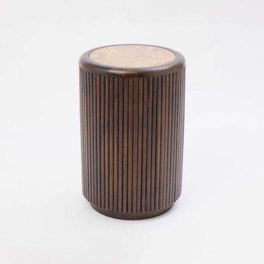 Brown Wooden Fluted Side Table 51x35cm | TK Maxx