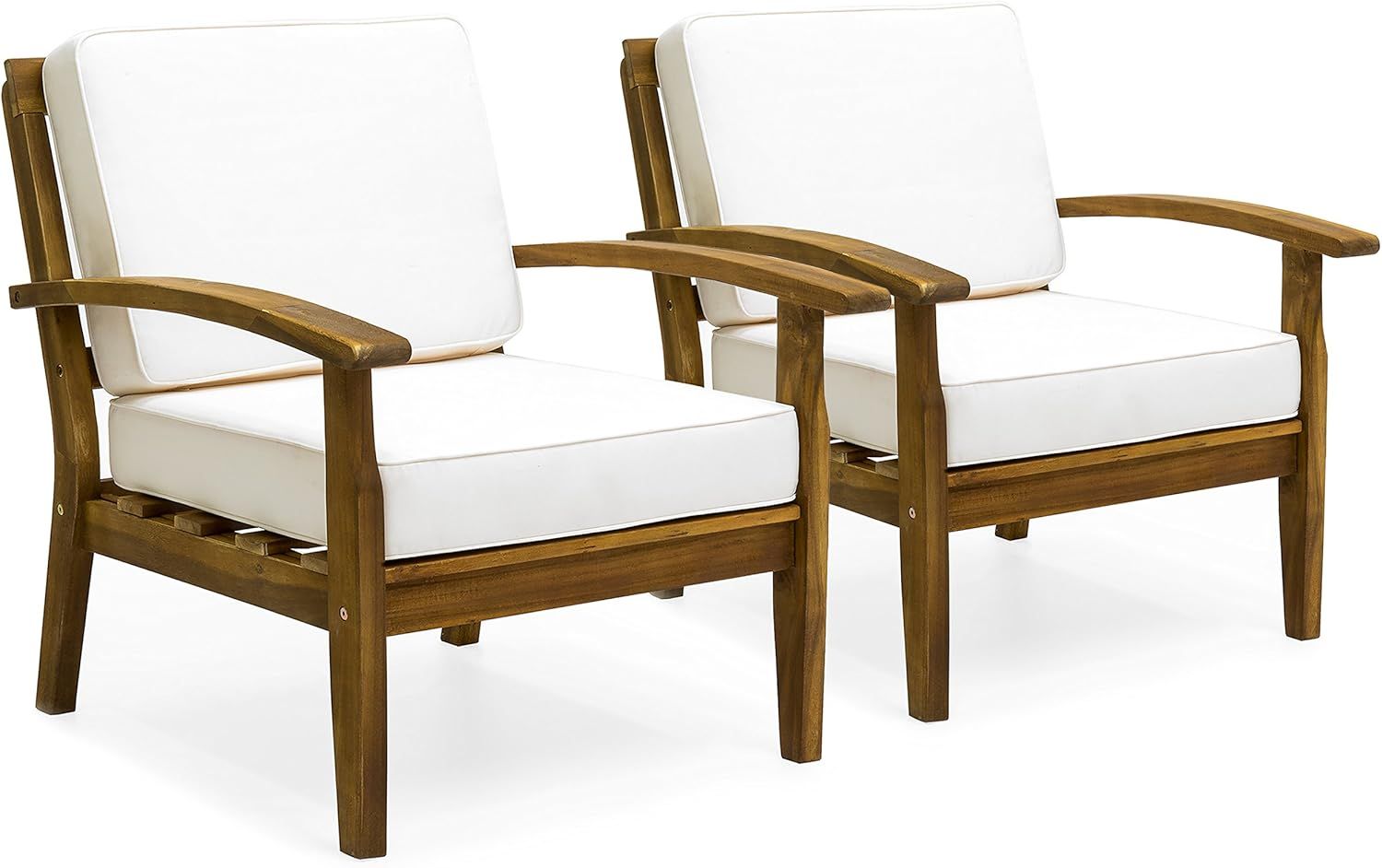 Best Choice Products Set of 2 Outdoor Acacia Wood Club Chairs for Patio, Porch, Poolside w/Cushio... | Amazon (US)