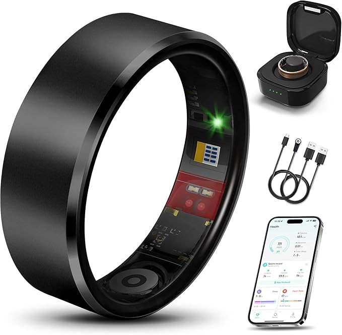 Smart Health Ring 2.0 for Women Men, Slim Scratch & Fingerprint Resistant Design,Efficient Chip F... | Amazon (US)