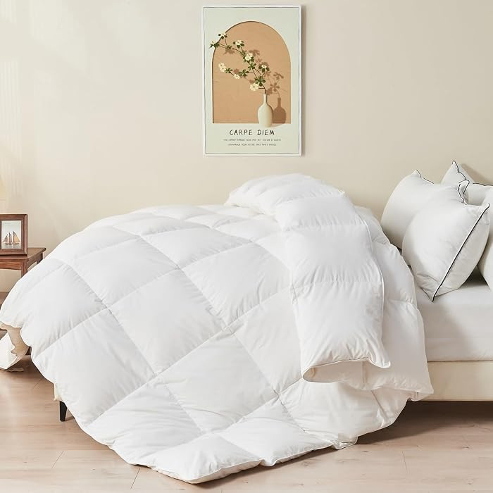 Organic Feather Down Comforter Full Size, Luxury Extra-Fluffy Duvet Insert, All Season Bed Comfor... | Amazon (US)