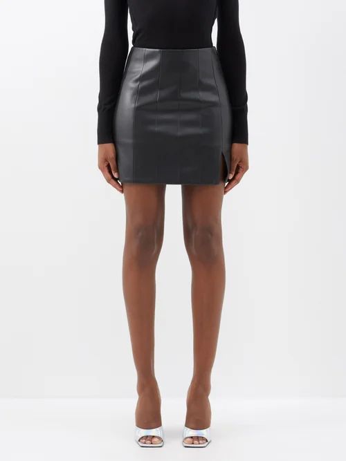 Staud - Wells Faux-leather Mini Skirt - Womens - Black | Matches (UK)