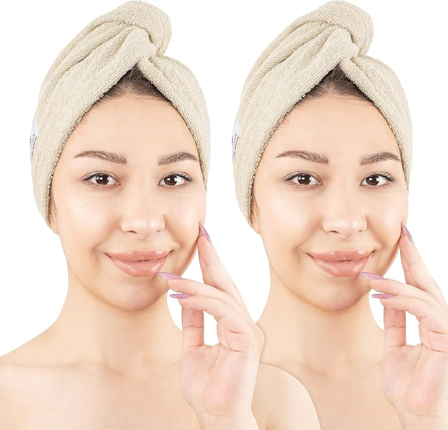 American Soft Linen 100% Cotton Hair Towels for Women, Head Towel Cap, Cotton Hair Turban Towel W... | Amazon (US)