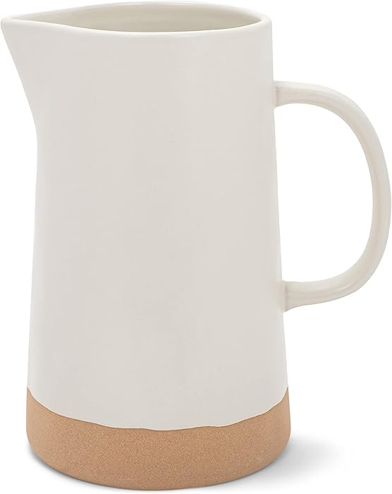 Nat & Jules Large Raw Bottom Matte White 48 ounce Ceramic Pitcher Jug | Amazon (US)