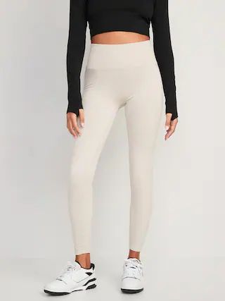 High-Waisted Rib-Paneled Seamless Leggings for Women | Old Navy (US)