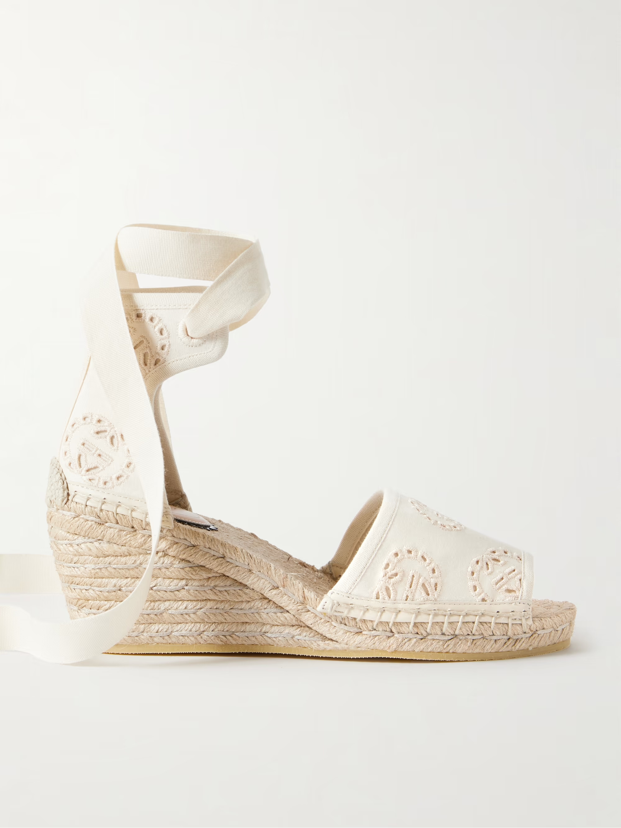Damita broderie anglaise canvas espadrille wedge sandals | NET-A-PORTER (US)