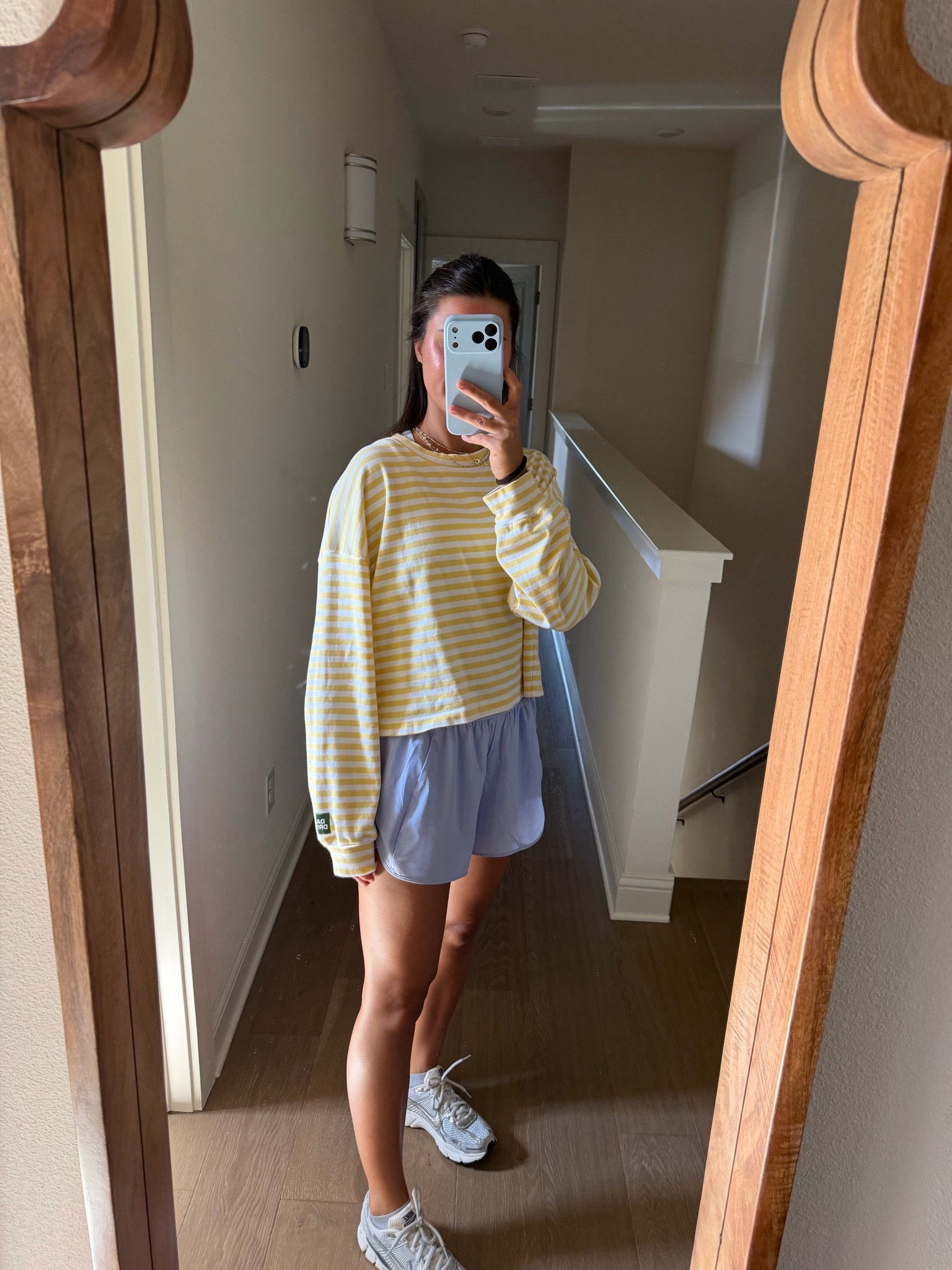 @Alo Yoga match point shorts 
@Nike US zoom vomero 5 sneakers
daily drills stripe long sleeve 


wfh outfit, travel outfit, airport, summer trends

#LTKootd #LTKActive #LTKTravel