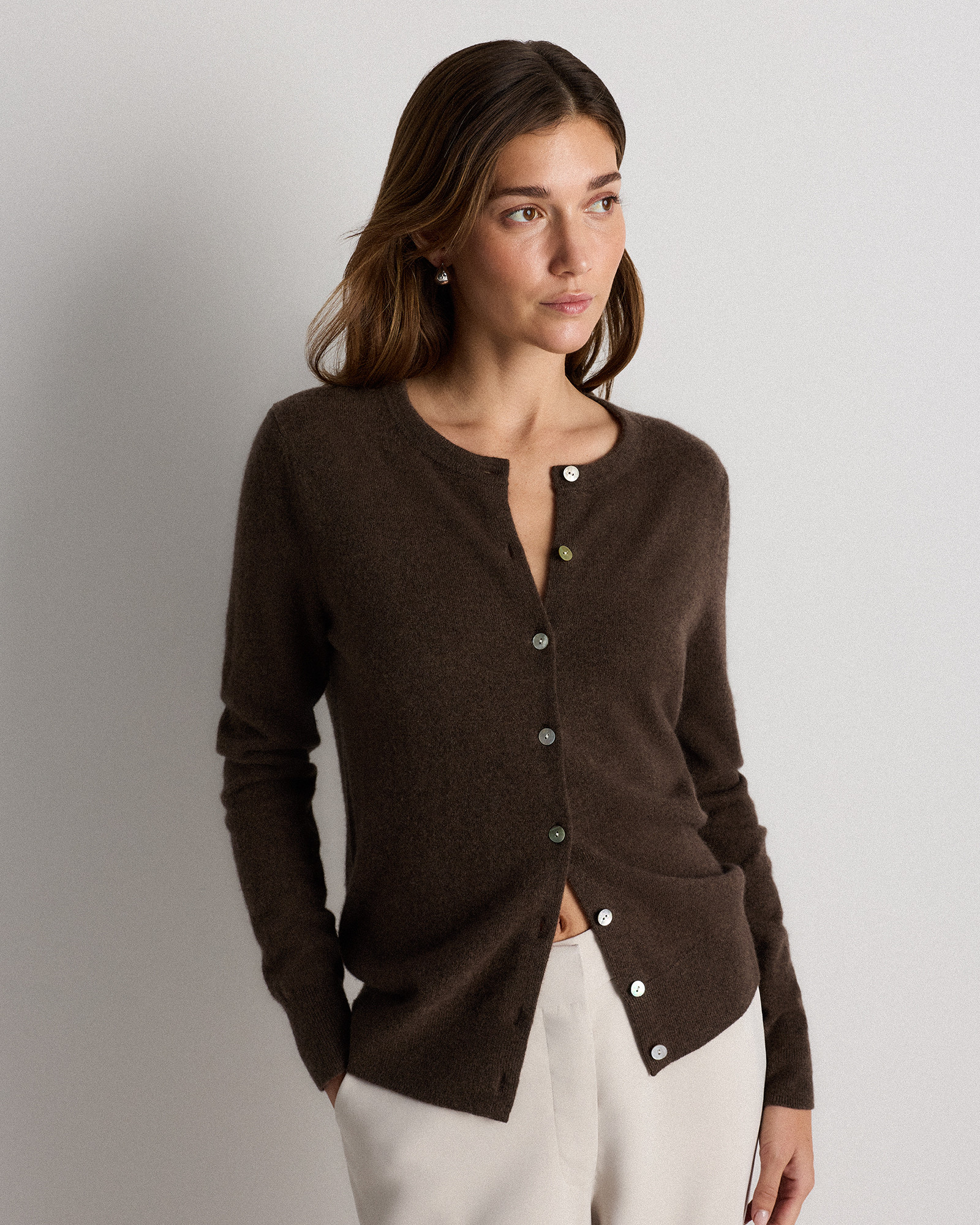 Quince | Women's Mongolian Cashmere Cardigan Sweater in Brown, Size XL | Quince