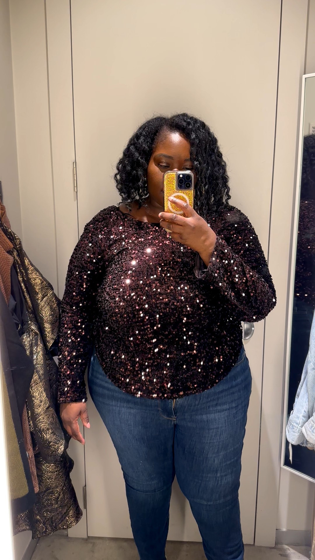 Cute brown sequin top from H&M. I tried on the XL. I definitely need the XXL. Perfect for a holiday outfit.

#LTKMidsize #LTKOver40 #LTKPlusSize
