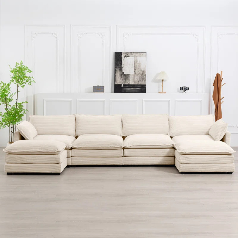 Redenius 6-Piece 148'' Upholstered Corduroy U-Shape Sectional | Wayfair North America