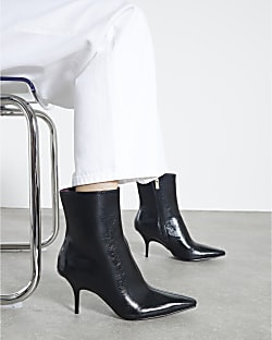Black Pointed Toe Stiletto Ankle Boots | River Island UK & IE
