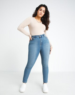 Mid Blue Booty Booster Skinny Jeans | Simply Be (UK)