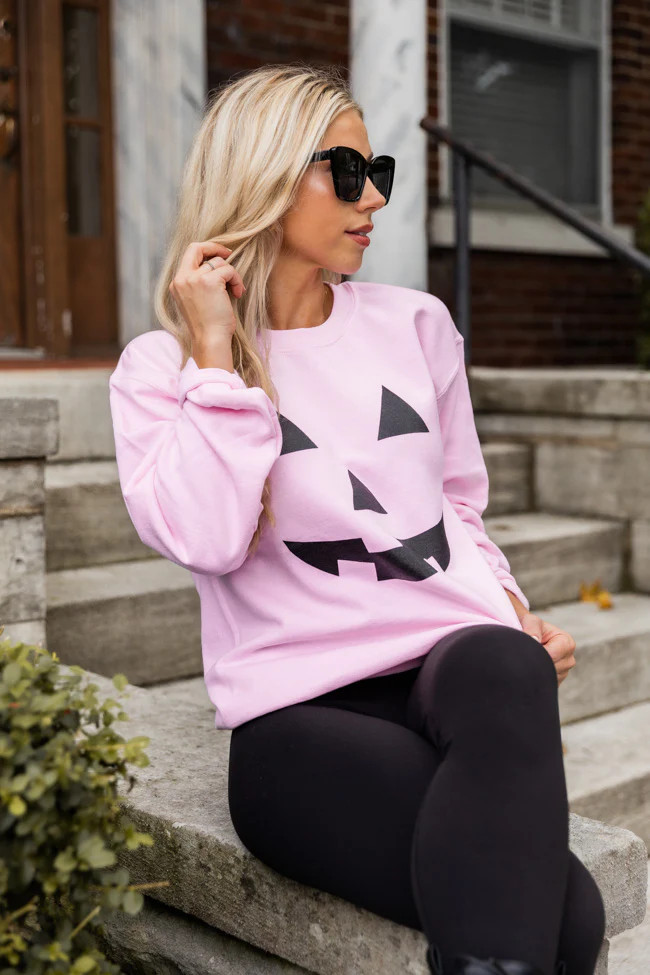 Jack O Lantern Pink Graphic Sweatshirt | The Pink Lily Boutique