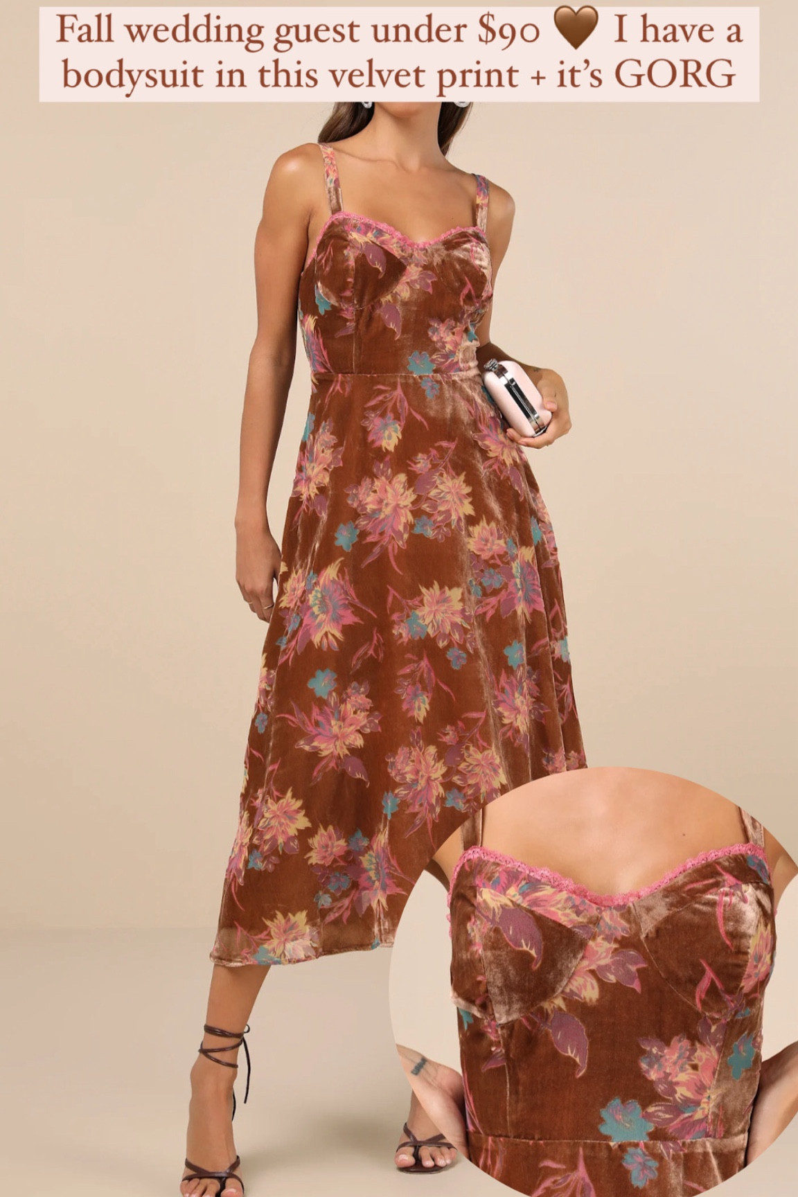 Brown velvet dress / fall wedding guest dress under $90 / velvet floral print dress 

#LTKFindsUnder100 #LTKWedding