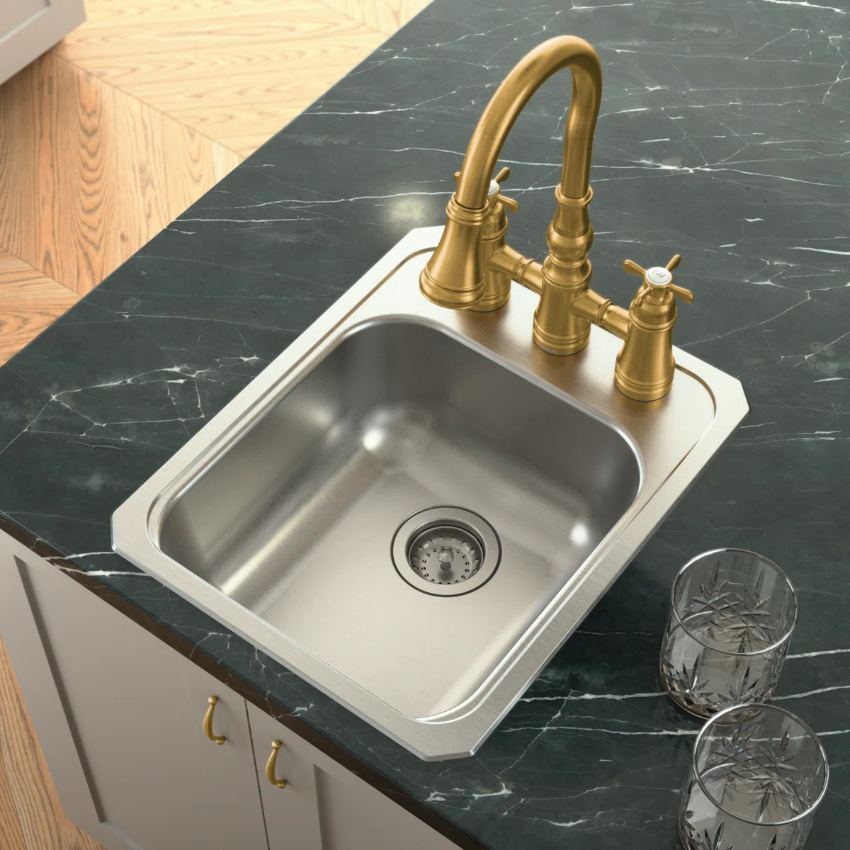Weymouth Pull Down Touch Double Handle Kitchen Faucet S73204BG | Wayfair North America