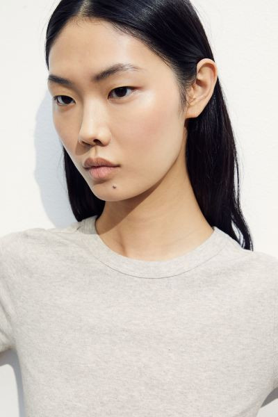 Ribbed Modal-blend T-shirt - White - Ladies | H&M US | H&M (US + CA)