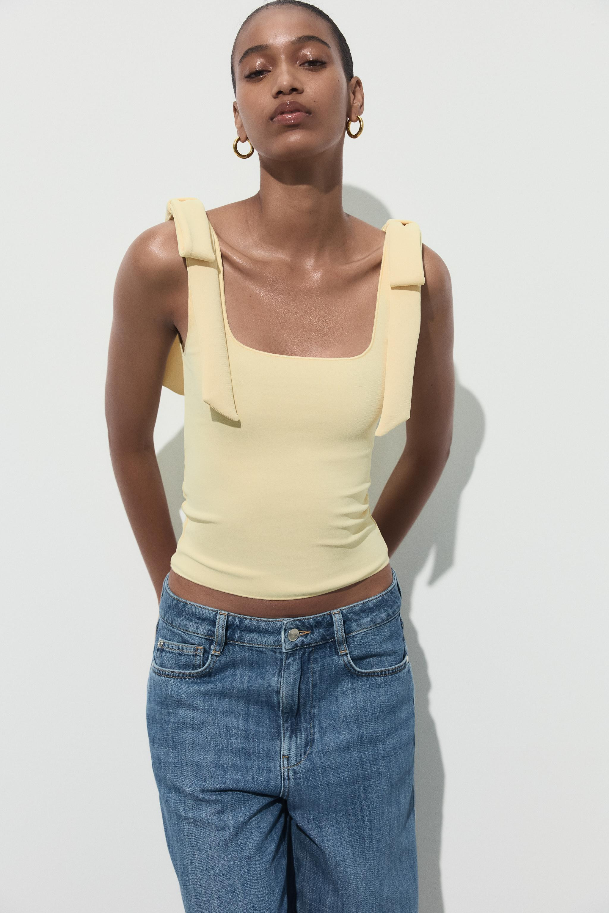 STRETCH TOP WITH BOWS | Zara UK