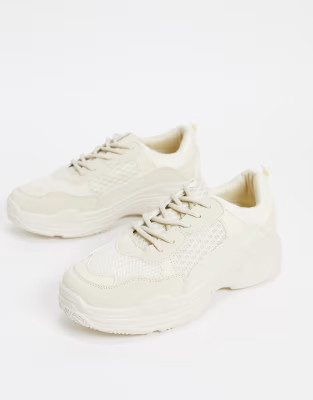 Public Desire Fiyah chunky sneakers in bone | ASOS (Global)