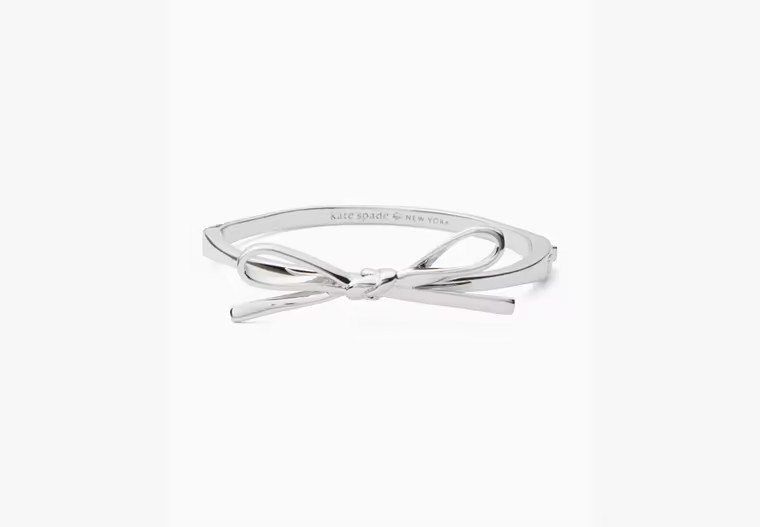 Kate Spade Skinny Mini Bow Bangle, Silver | Kate Spade Outlet