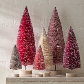 Bottlebrush Tabletop Trees (Set of 6) - Tonal Pink | West Elm (US)