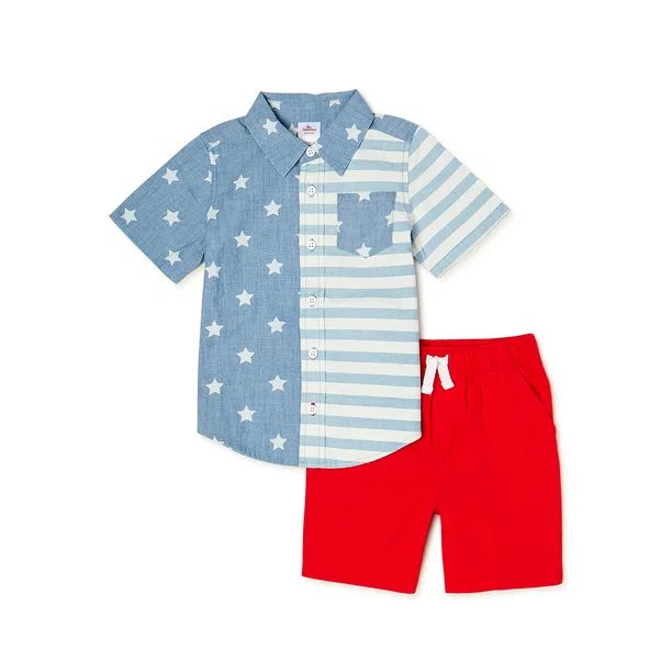 Americana Baby & Toddler Boys Woven Top & Shorts, 2-Piece Outfit Set, Sizes 12M-5T - Walmart.com | Walmart (US)