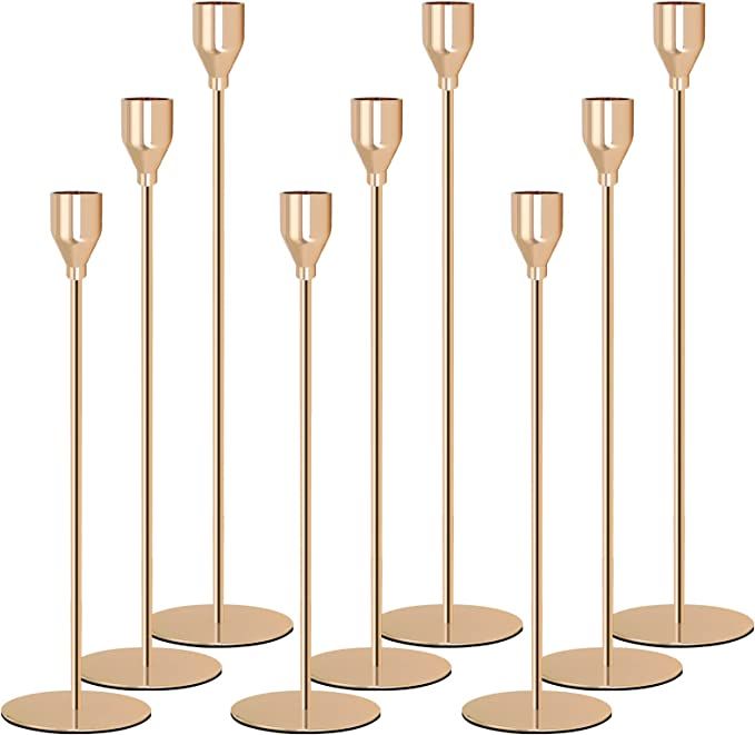 9PC Gold Candle Holders,Candle Holder,Taper Candle Holders,Candle Stick Candle Holder，Candlesti... | Amazon (US)