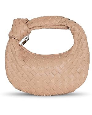JBB Woven Handbag Bag for Women Leather Shoulder Bags Knotted Purse Soft Mini Hobo Clutch | Amazon (US)
