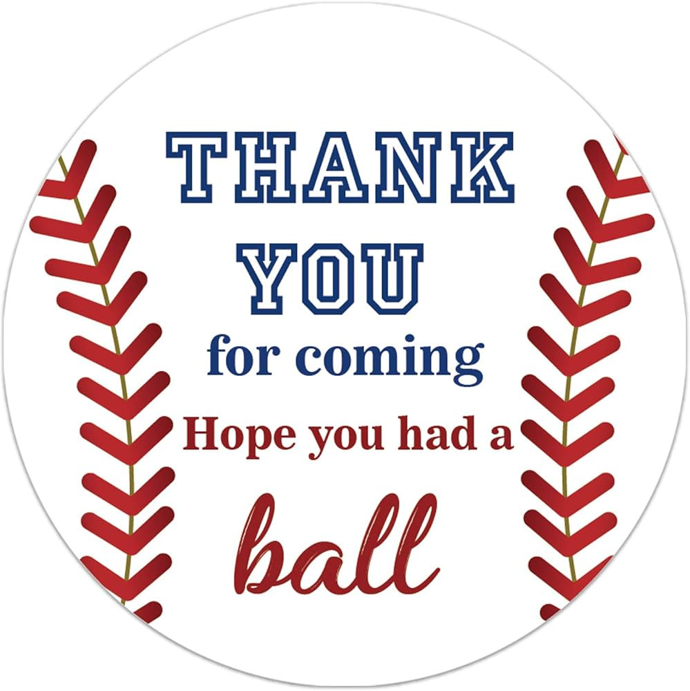 50 Baseball Stickers, Baseball Birthday Party Favor Thank You Label Stickers, Baseball Theme Part... | Amazon (US)