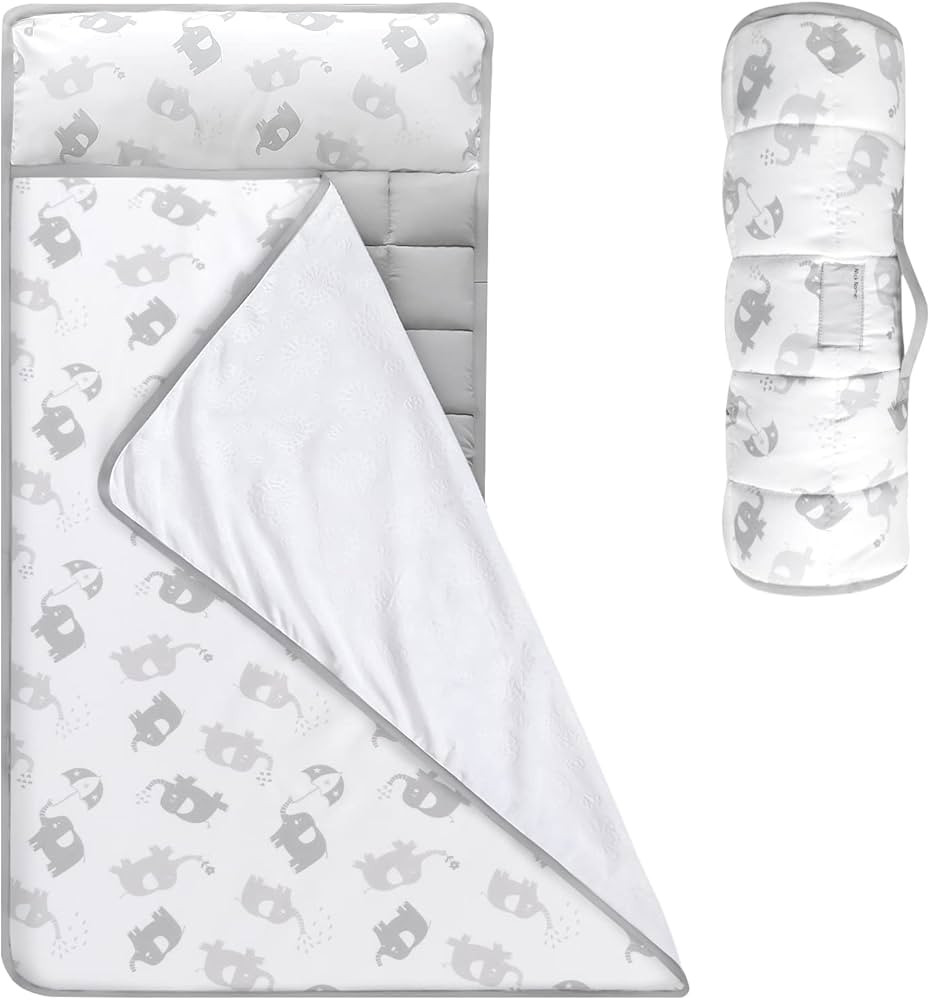 Moonsea Nap Mat for Toddlers Elephant with Removable Pillow and Fleece Minky Blanket, Lightweight... | Amazon (US)