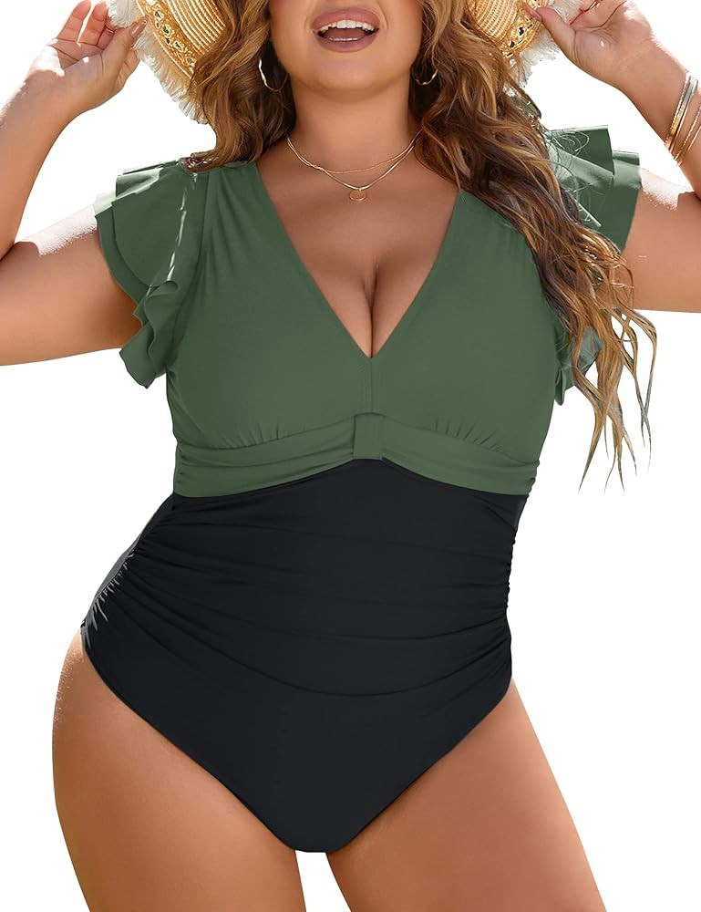 Blooming Jelly Women's Plus Size Swimsuit One Piece Tummy Control Bathing Suit Modest Full Covera... | Amazon (US)