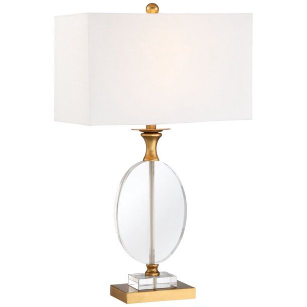 Vienna Full Spectrum Modern Table Lamp 28" Tall Gold Clear Crystal Glass White Rectangular Shade ... | Walmart (US)