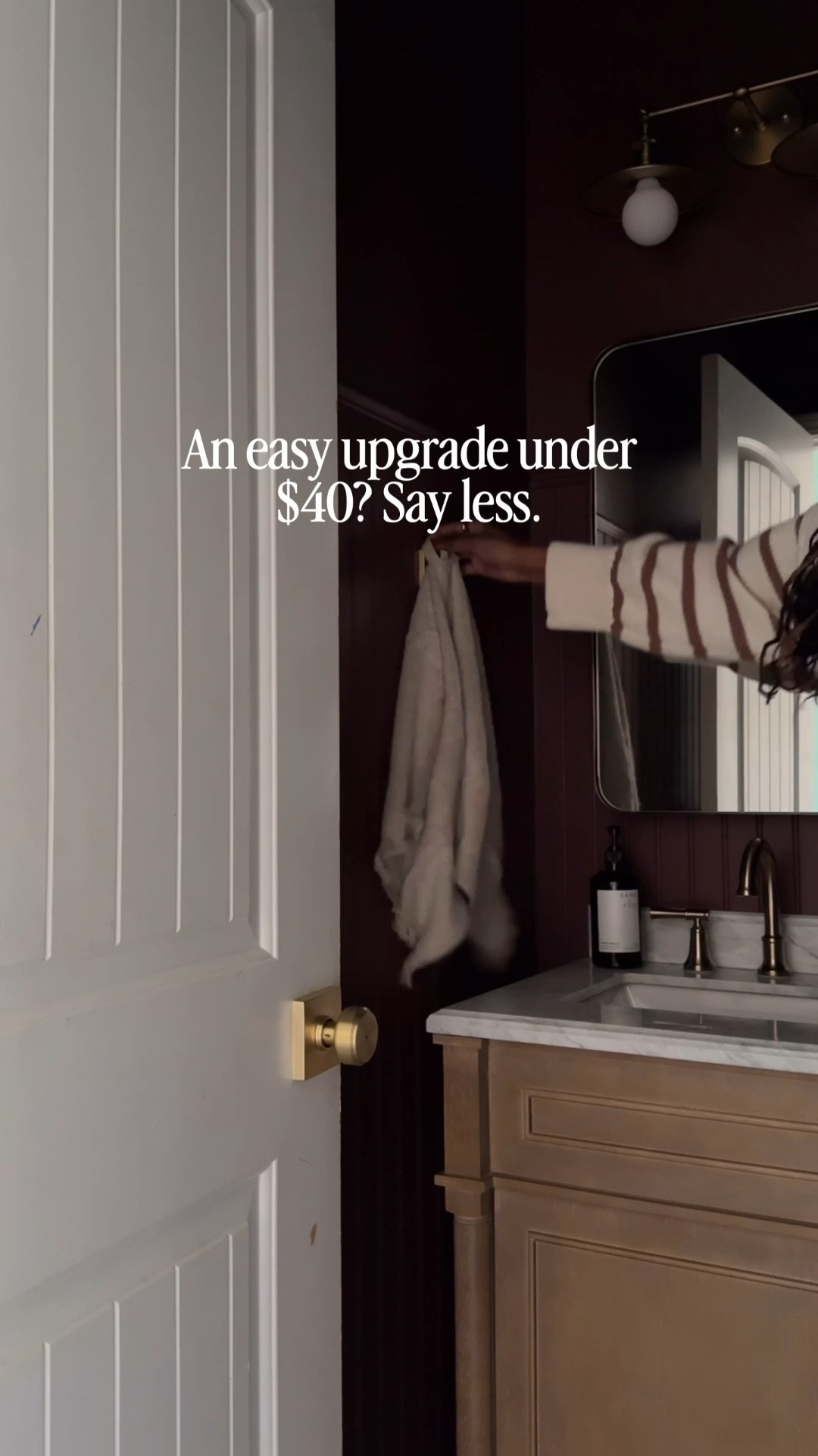 I’ll take 12 please! Swapping the doorknob is an easy upgrade! Love this affordable brass option. DIY, guest bathroom decor

#LTKHome