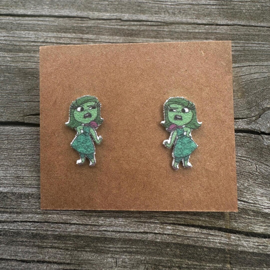 Disgust Earrings/disney Earrings/inside Out 2 Earrings/disney Trip/stud Earrings/stainless Steel/... | Etsy (US)