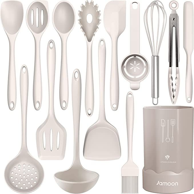 Silicone Cooking Utensils Set - 446°F Heat Resistant Kitchen Utensils,Turner Tongs,Spatula,Spoon... | Amazon (US)