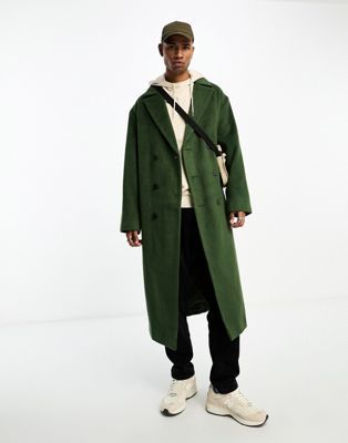 ASOS DESIGN oversized wool mix overcoat in green | ASOS (Global)