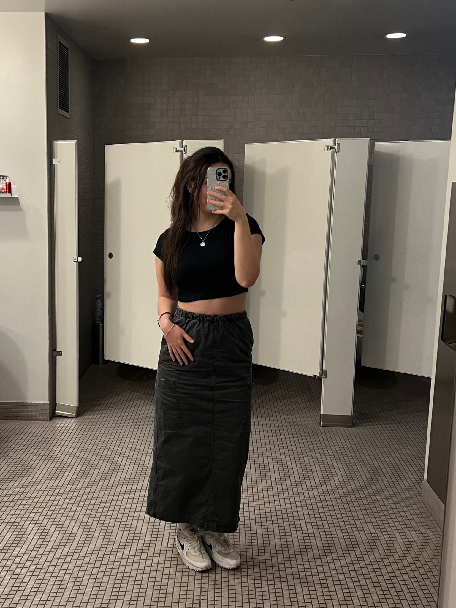 Long cargo skirt, Nike airmax, everyday casual sneakers, black crop top

#LTKMostLoved #LTKfindsunder100 #LTKSeasonal