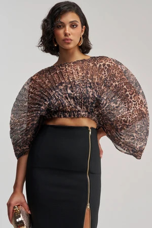 AKIRA Untamed Instinct Chiffon Top | Black | Size Large | AKIRA