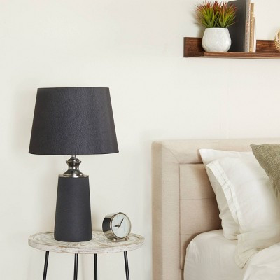 Modern Cement Table Lamp Black - Olivia & May: 23.6" Ceramic, Linen Shade, Indoor Use | Target