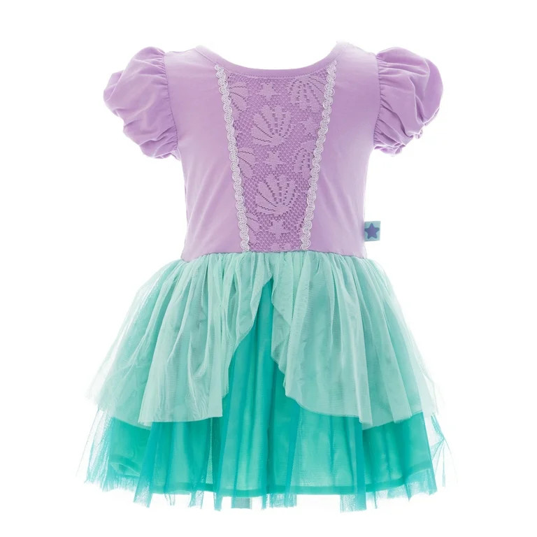 Disney Princess Toddler Girls Little Mermaid Cosplay Dress with Puff Sleeves, Sizes 12M-5T | Walmart (US)