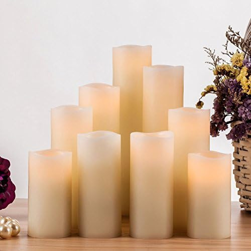 Amazon.com: RY King Battery Operated Flameless Candle Set of 9 Real Wax Pillar Decorative Led Fak... | Amazon (US)