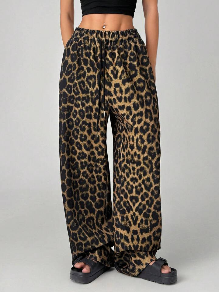 SHEIN EZwear Women's New Leopard Print Long Pants, Early Autumn | SHEIN
