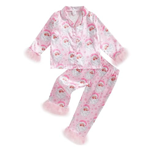 Toddler Baby Girl Boy Silk Satin Pajamas Set Button Down Pjs Kids Long Sleeve Shirt Pants Christm... | Amazon (US)